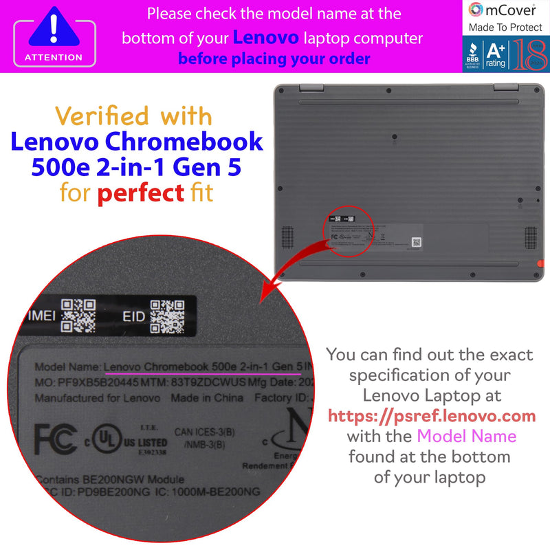 mCover Hard Case ONLY Compatible for 2026+ 11.6" or 12.2" Lenovo Chromebook 500e 2-in-1 Gen 5 Notebook Computer (NOT Fitting Any Other Lenovo Models) - Clear