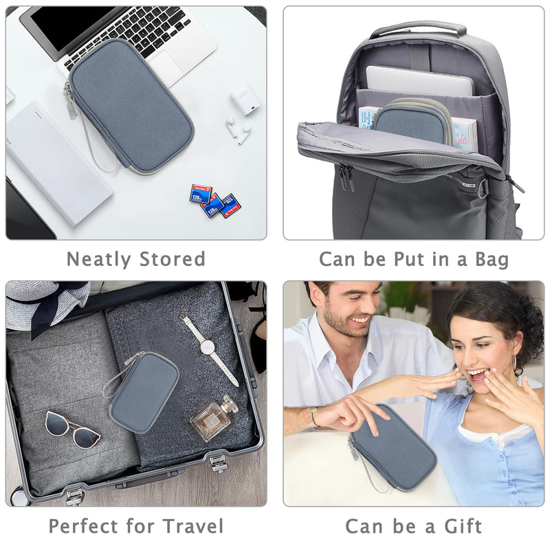 FYY Electronic Organizer, Travel Cable Organizer Bag Pouch Electronic Accessories Carry Case Portable Waterproof Double Layers All-in-One Storage Bag for Cable, Charger, Phone, Earphone Light Grey Small
