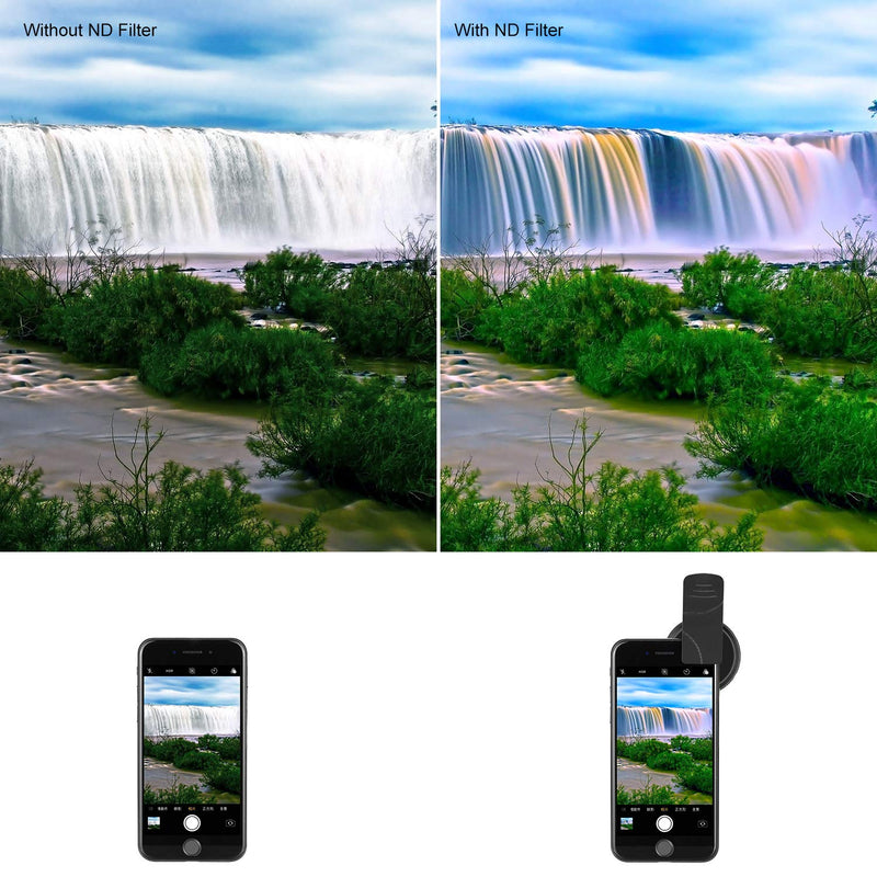 NEEWER 37mm Clip On ND2-ND400 Phone Lens ND Filter Kit: Adjustable Neutral Density Filter with Phone Clip Compatible with iPhone 14/14Pro/14Pro Max Samsung Android Smartphones iPad and More