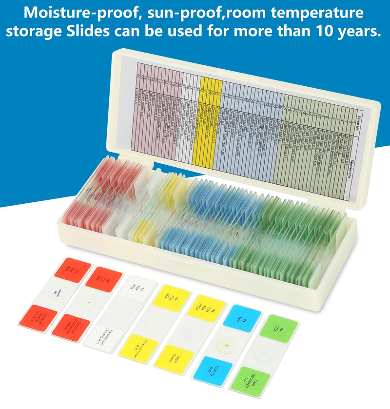 [AUSTRALIA] - Microscope Slides with Specimens for Kids, 60 Lab-Grade Prepared Microscope Slides, Animal/Plant/Microbe/Tissue Samples, STEM Biology Kit for Homeschool, Classroom Labs & Science Education Ages 8+ 