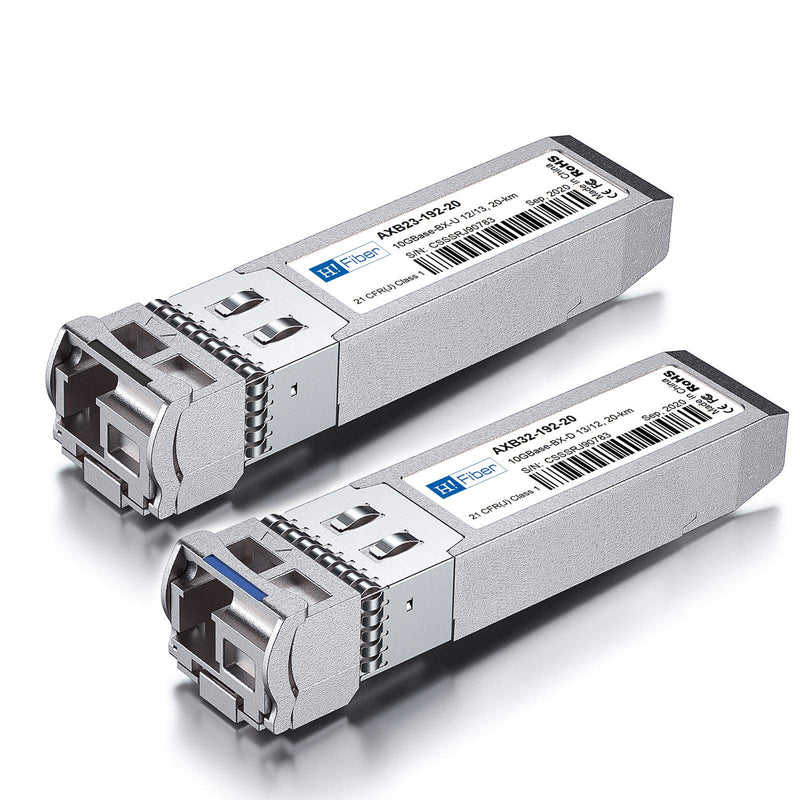 H!Fiber.com 10G SFP+ Bidi Transceiver, 10GBase-BIDI 1270nm/1330nm SMF, a Pair of Single Mode SFP+ Module，up to 20 km, Compatible with Ubiquiti UniFi 10GBASE-BX20-U and More