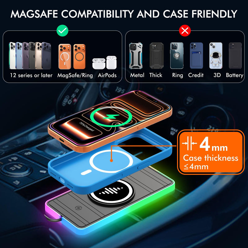 Magnetic Wireless Charger for iPhone 17/16/15/14/13/12 Series, Fast Wireless Charging Pad with Extension Cable, Portable Mag Safe Compatible Charger for Car, Desk & Travel, USB Magnetic Phone Charger A8