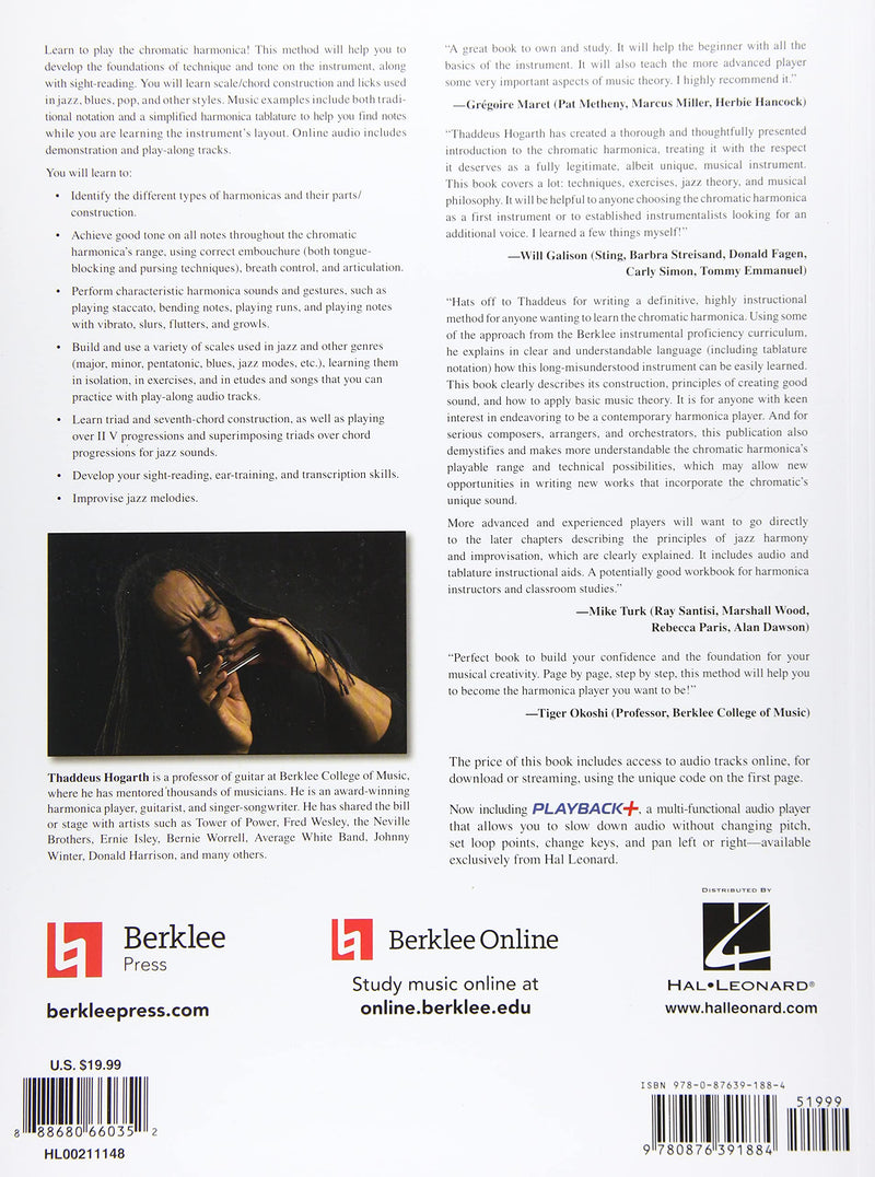 Berklee Chromatic Harmonica Method Foundations for Jazz Songbook with Online Audio | Thaddeus Hogarth | Chromatic Harmonica Instruction for Beginning Players | Notation and Harmonica Tablature