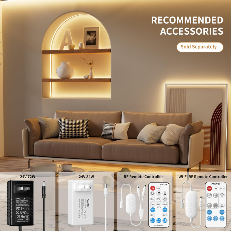 [AUSTRALIA] - PAUTIX COB LED Strip Light 32.8ft/10m 5040LEDs Warm White 2700K,High Lumen Flexible CRI93+ LED Tape Super Bright DC24V,for Cabinet Home DIY Lighting Projects(Power Supply & Controller Not Included) 2700K/32.8ft 