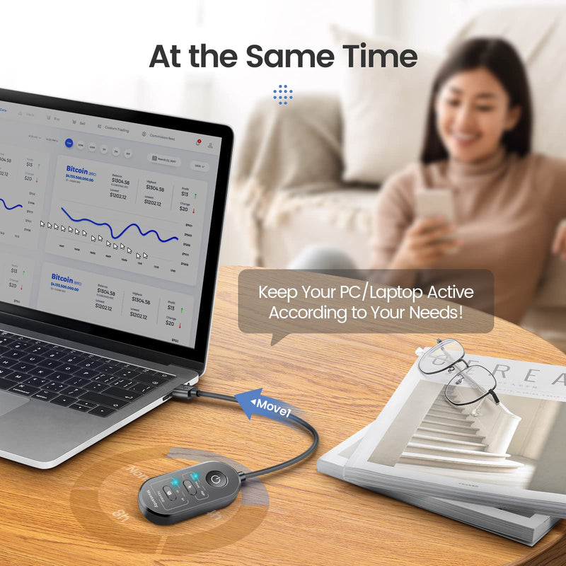 Meatanty 3 in 1 Mouse Jiggler USB Mouse Mover with Timer, Separate Mode Selection and ON/Off Button, Mouse Shaker with Portable Box, Support Multi-Track, Driver-Free and Plug＆Play Keeps PC Active