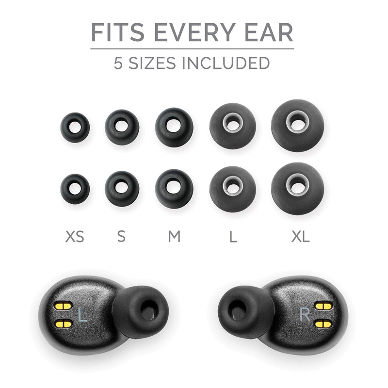 Back Bay Audio Sweatproof Wireless Bluetooth Earbuds,130 Hour Battery Life | Wireless Earbdus for iPhone, Android, Mini Charging Case, TWS Headphones with Microphone, Gift for Runners Duet 50 Pro Black