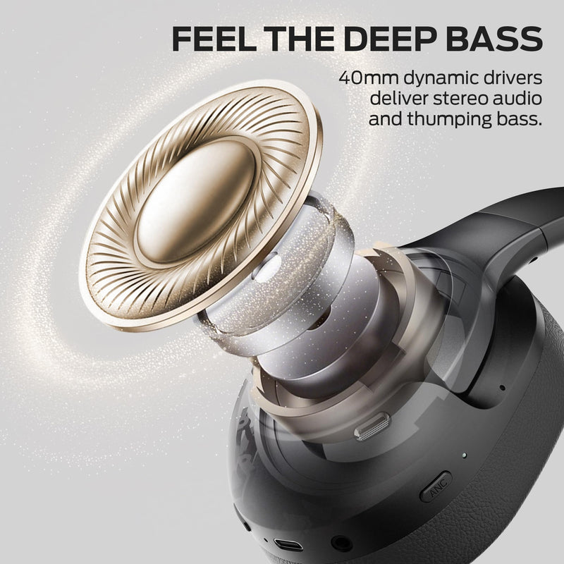 Oraolo Hybrid Active Noise Cancelling Headphones, Wireless Over-Ear Headphones with Deep Bass Sound, Bluetooth 6.0, 70H Playtime, Foldable Comfort Headphone for Travel/Work/Home