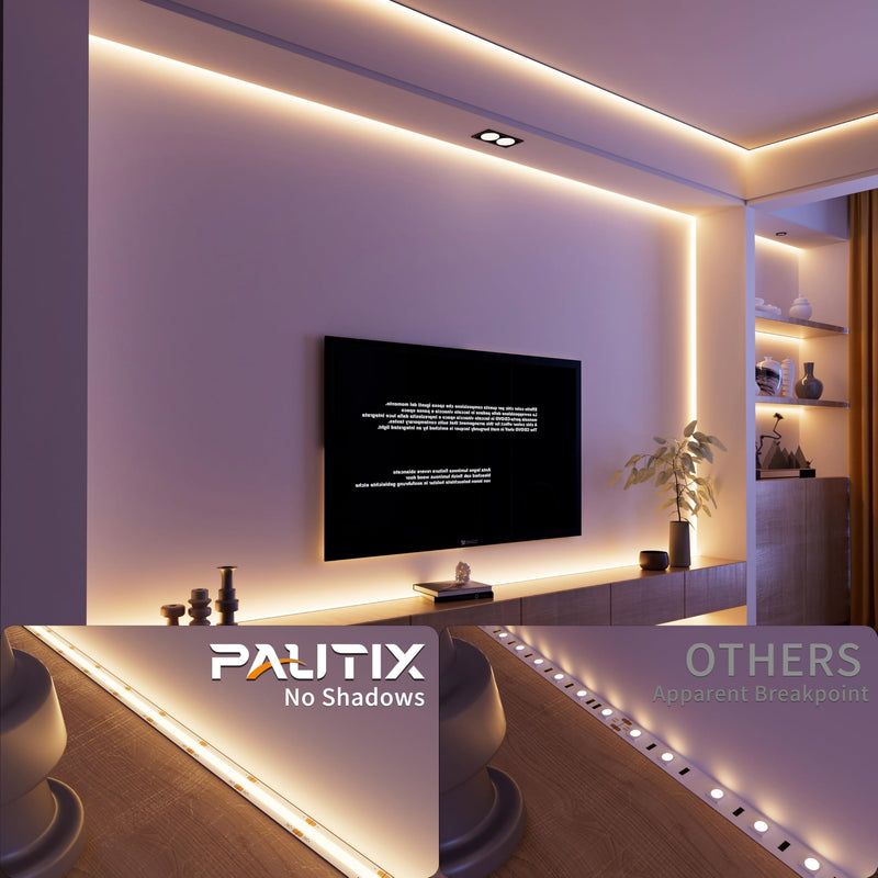 [AUSTRALIA] - PAUTIX Warm White LED Strip Light 24V LED led Light Strip with Remote,3000K Super Bright 16.4ft/5m cob led Strip Light Dimmable Timer for Bedroom,Kitchen,Mirror,Cabinet,Shelf 16.4ft 3000K(Upgraded) 