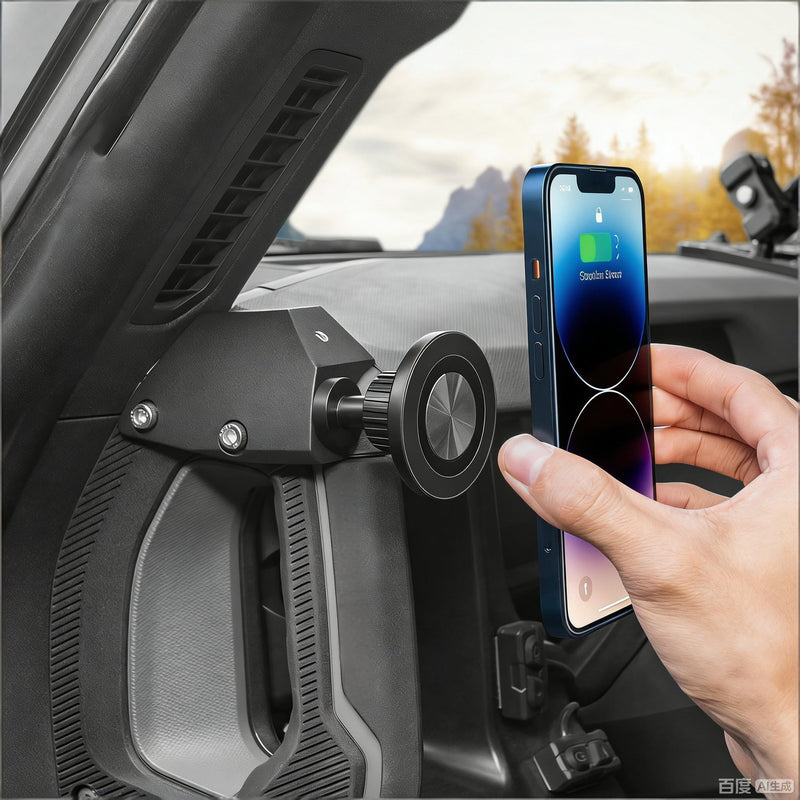 Magnetic Car Phone Mount for 2021–2025 Ford Bronco Accessories, Grab Handle Mount Phone Holder, 360° Rotating Magnetic Car Phone Holder, Driver Side (Not for Bronco Sport) Magnetic Mount