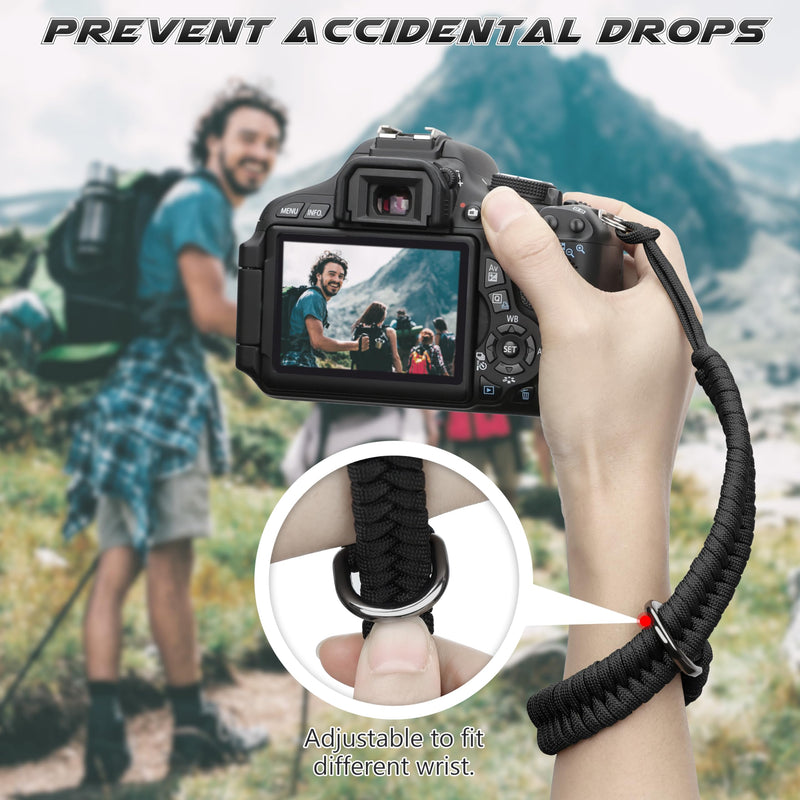 SUNYA Camera Wrist Strap for Photographers Quick Release Camera Hand Strap Compatible for DSLR or Mirrorless Camera Black