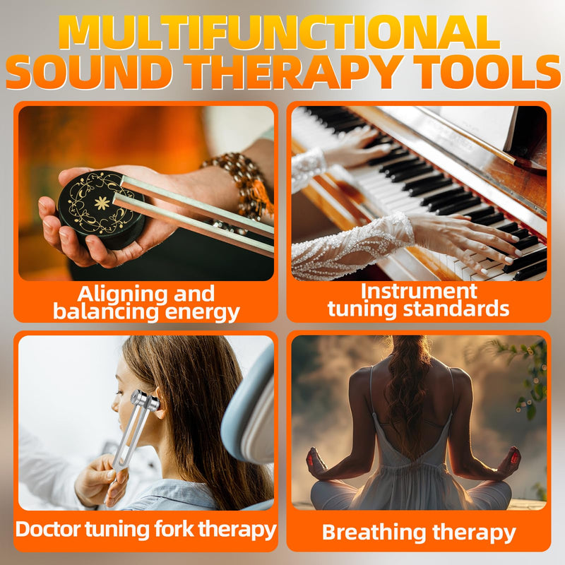 [AUSTRALIA] - Tuning Forks for Healing(128Hz, 136.1Hz, 432Hz, 528Hz),Medical-Grade Weighted & Unweighted Tuning Forks Set with Vegan Leather Pouch &Activator, for Chakra/Sound Therapy/Yoga/Meditation 