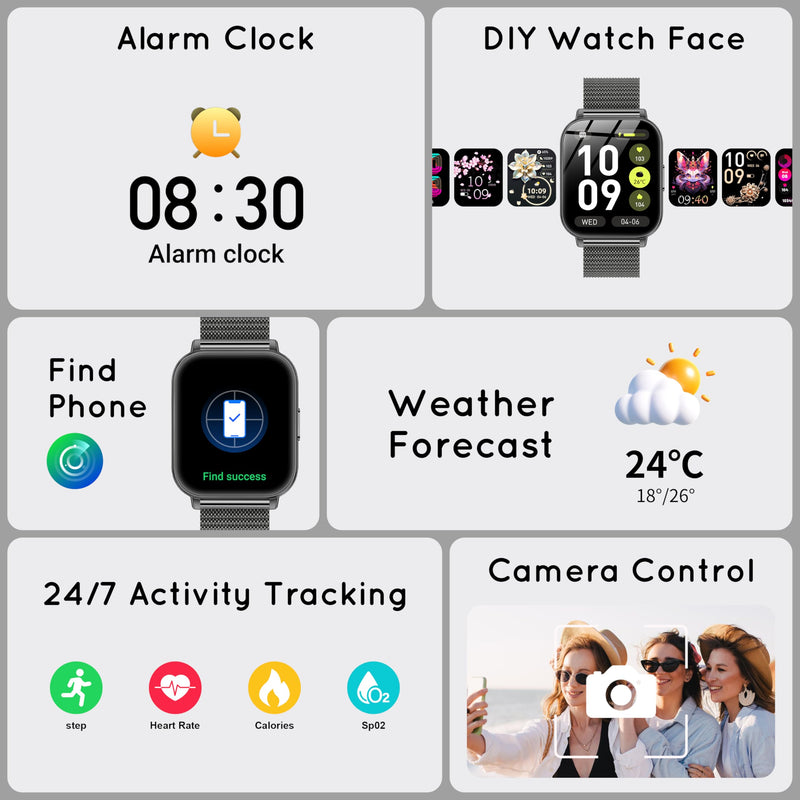 Smart Watch for Men Women, 30+ Day Battery Life 44MM Fitness Tracker 3 Band | Bluetooth Call Smartwatch for iPhone Android Phones with Heart Rate SpO2/Sleep Monitor, 120+ Sports Modes, 1000mAh Black 44 MM