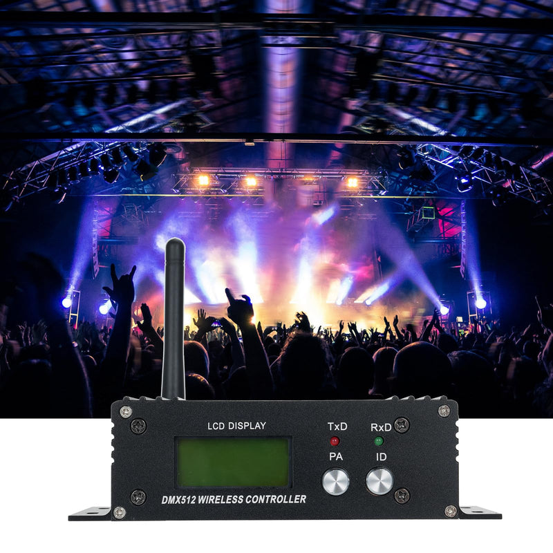 LIXADA DMX512 2.4G Wireless Controller Transmitter Receiver Adjustable Repeater Lighting Controller LCD Display Power 35 Groups ID Coding for Party DJ Show Club LED Stage Disco KTV Stage Light