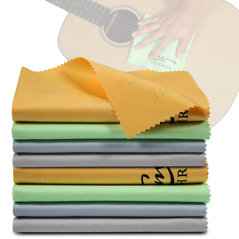 Hricane Guitar Cloths Ultrafine fiber suede (8-Pack 12"x12") Plush Polishing Cloths for Musical Instruments Premium Polishing & Cleaning Cloths for Guitar Violin Piano Clarinet Trumpet Sax Universal 8 Pack