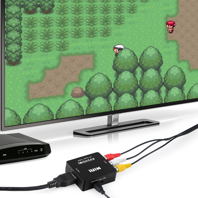 RCA to HDMI Converter, 1080P Mini RCA Composite CVBS Video Audio Supporting PAL/NTSC for TV/PC/ PS3/ STB/Xbox VHS/VCR/Blue-Ray DVD Players (RCA Adapter+HDMI Cable) 2 in 1