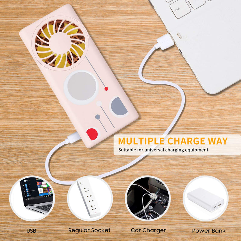Handheld Fan Rechargeable with Fragrance Dish, Mini Fan Portable 3 Speeds with Make-up Mirror Fill-in Light, USB Fan for Women Outdoor,Traveling - Pink