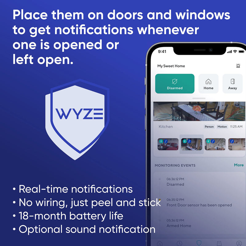 Wyze Home Security System Entry Sensor - Window and Door Entry Protection (3-Pack) Wyze Sense Hub required Entry Sensor (3-Pack)