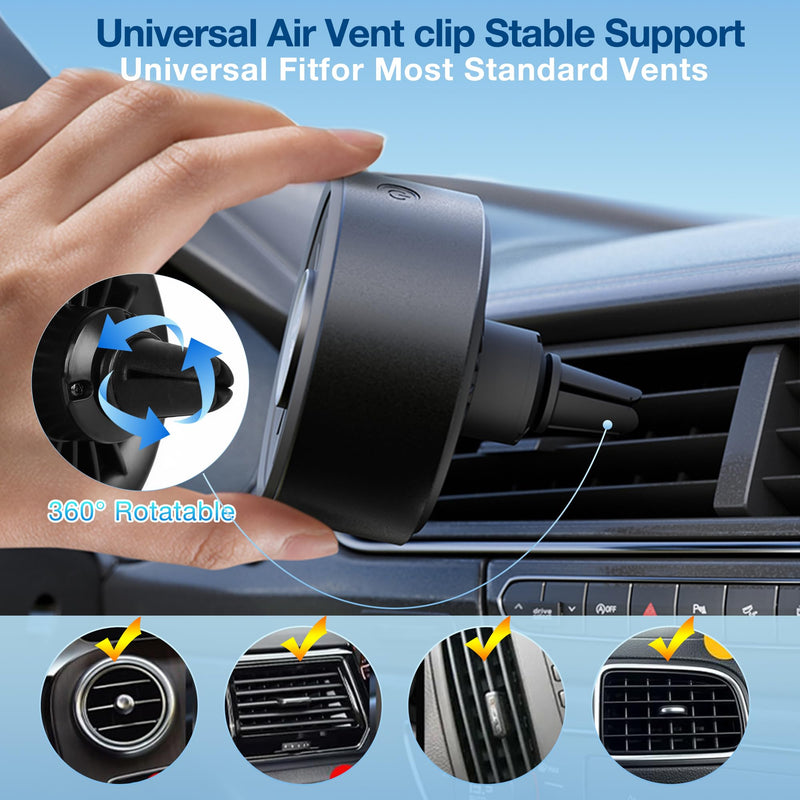 Mini Portable Car Fan, USB Small Clip Fan for Car Vent with Colorful Lights, Powerful 3 Speed with Detachable Car fragrance, 360° Rotate Air Circulation for Vehicle, Van, Truck, SUV, RV Black-2