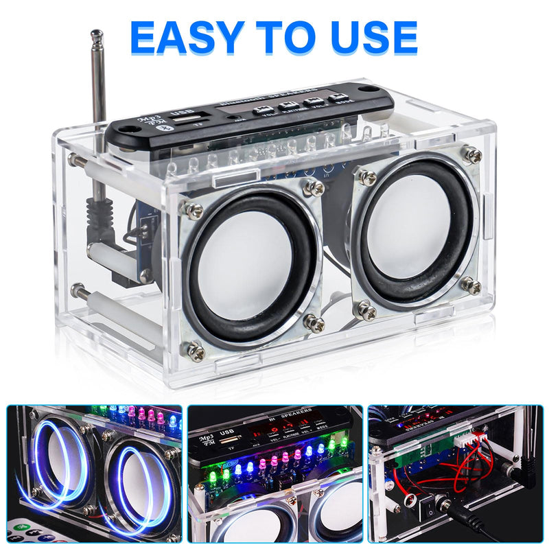 [AUSTRALIA] - Heemol Electronic Soldering Kit, Radio Mini Amplifier, 87.5-108 MHz, DIY Kit, Amplifier, Bluetooth Speaker with Spectrum with LCD Display with Remote Control, Soldering Practice, Loose Parts 