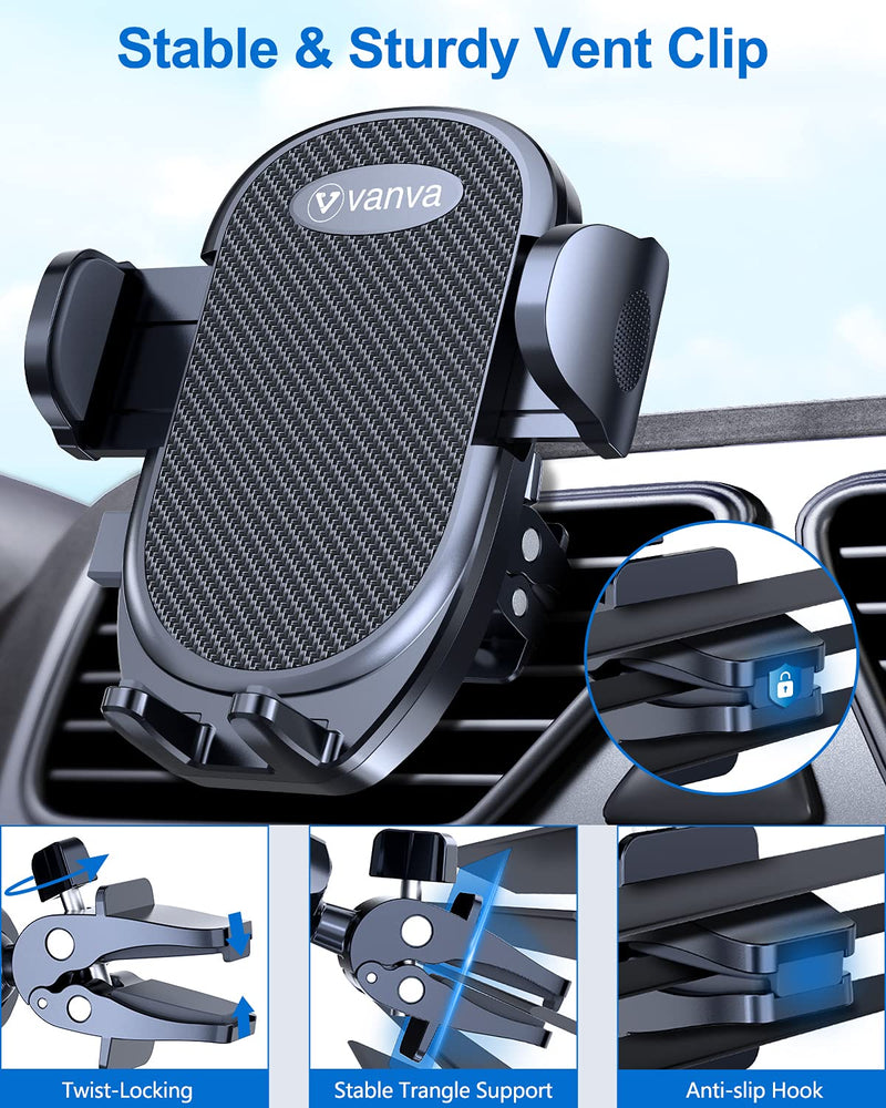 Universal Air Vent Car Mount, [ Big Phones & Thick Case Friendly ] Cell Phone Holder for Car Hands Free Clamp Cradle Vehicle fit for All Apple (B1)