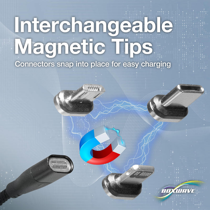 BoxWave Cable Compatible with Elikliv EDM4 Coin Microscope (4.3 in) - MagnetoSnap PD AllCharge Cable (100W), Magnet Charging Braided USB Type-C Micro - Jet Black