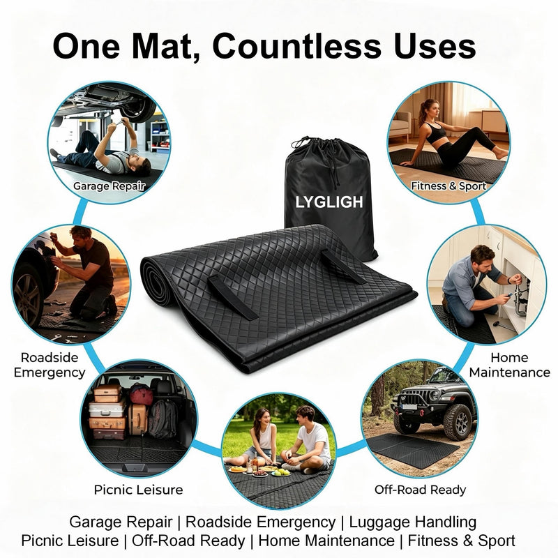 Upgraded Rolling Creeper Mat, 2.5Lbs Heavy-Duty Thick Reinforced | 4-Layer for Low Clearance, Foldable, Under Car Repair, Portable Storage Bag, Portable Mechanics Mat, Cool Gifts, 60"x28" 60"x28"