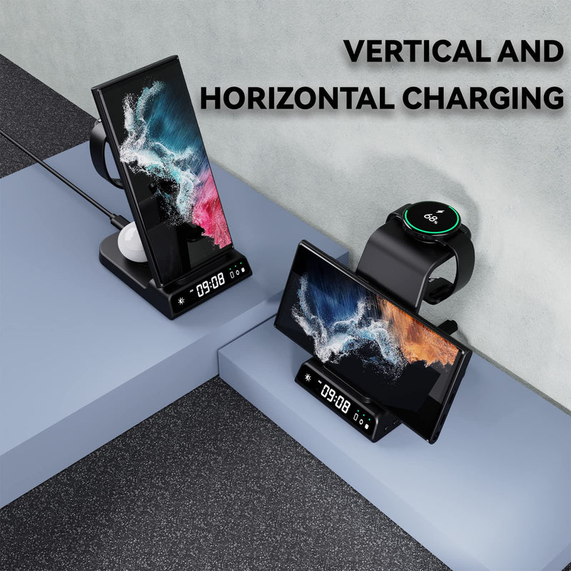 Wireless Charger for Samsung Devices, 4 in 1 Wireless Charging Station for Galaxy S24 Ultra/S24/S24+/S23 Ultra/Z Fold5/Z Flip, Watch Charger for Galaxy Watch 6/6 Classic/5/5 Pro/4,for Galaxy Buds2 Pro Black