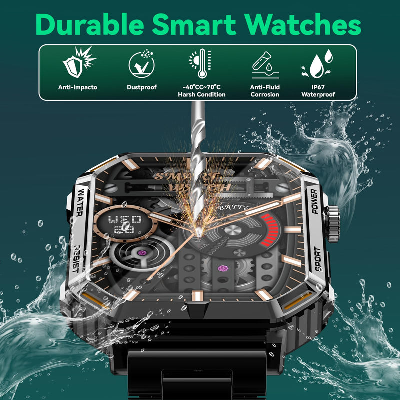 Smart Watch for Men, 1.96" Display, 200+ Sports, IP67 Waterproof | Answer/Make Calls,Fitness Tracker with Heart Rate Health & Sleep, Sleep Tracker, Compatible for iOS & Android
