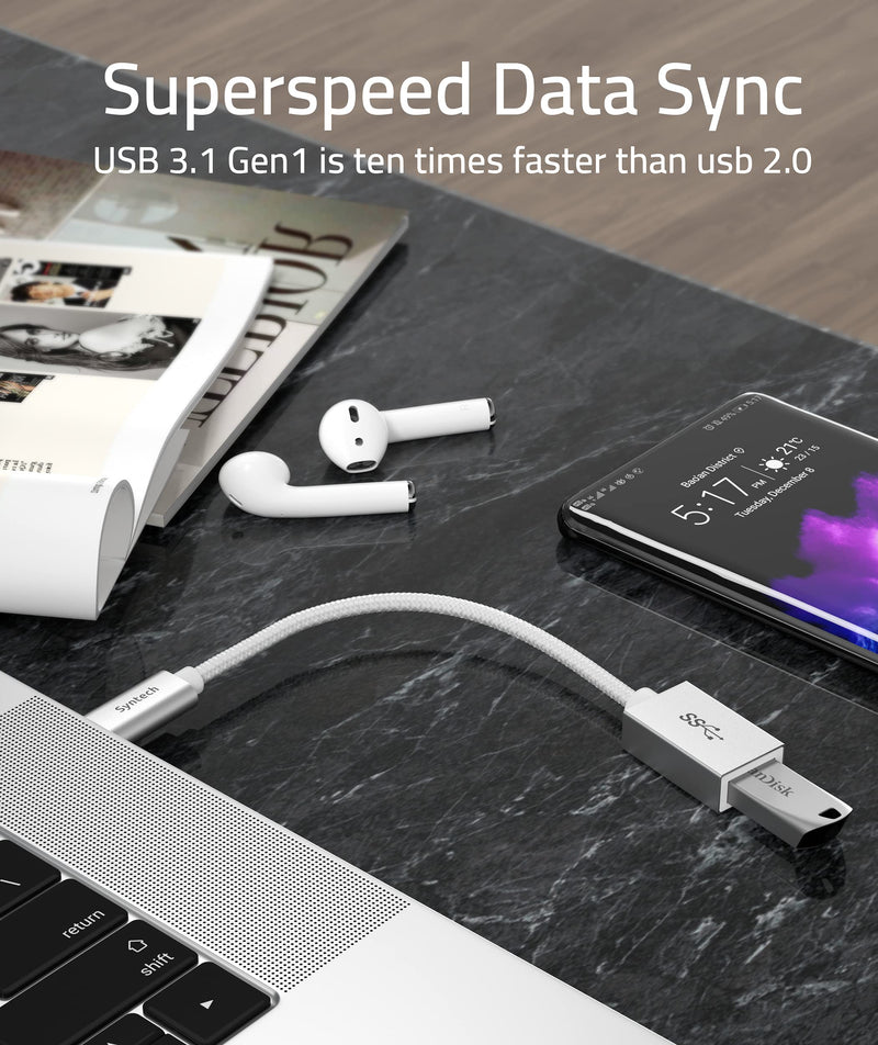 Syntech USB C to USB Adapter, 2 Pack USB C to USB3 Adapter,USB Type C to USB,Thunderbolt 3 to USB Female Adapter OTG Cable Silver