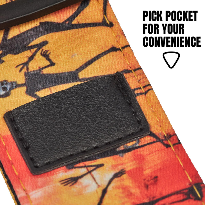 Morto Jacquard Guitar Strap – Adjustable Padded Fabric with Locks & Pick Holder for Electric, Acoustic, Bass – Unique Gift Standard