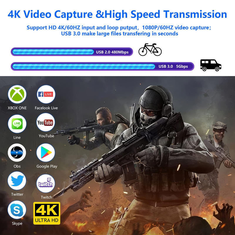 [AUSTRALIA] - Capture Card Nintendo Switch, Video Capture Card, Game Capture Cards 4K 1080P 60FPS, HDMI to USB 3.0 Capture Cards for Streaming Work with PS4/PC/OBS/Camera 