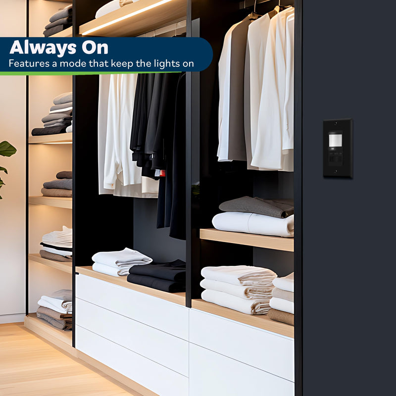 [AUSTRALIA] - TOPGREENER in Wall PIR Motion Sensor Light Switch, Occupancy Sensor Switch, 𝐍𝐞𝐮𝐭𝐫𝐚𝐥 𝐖𝐢𝐫𝐞 𝐑𝐞𝐪𝐮𝐢𝐫𝐞𝐝, On/Off Override, 𝐒𝐢𝐧𝐠𝐥𝐞 𝐏𝐨𝐥𝐞, 4A, 500W, TSOS5-BKWP,Black,2 Pack Black 2 Pack 