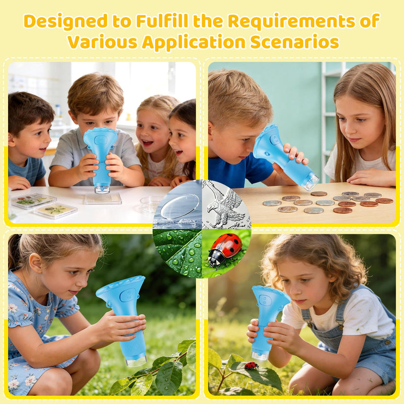 [AUSTRALIA] - Kids Microscope, Pocket Portable Microscope for Kids with 2'' Inch Screen - Powerful Handheld Microscopes Bug Microscope with Light, 2026 Best Easter Birthday Gifts for Age 3-12 Boys - Blue 