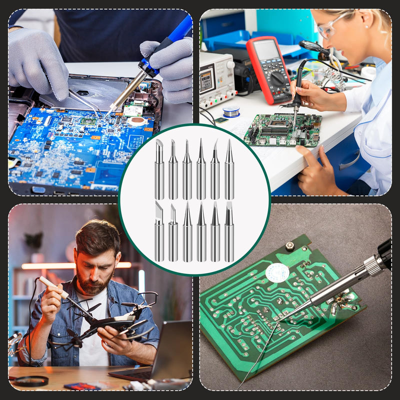 LPZMPZ Soldering Iron Set, 900 m Soldering Tips, Soldering Iron Tips, Lead-Free Soldering Tip, Compatible with Hakko, Yihua, Atten & More, for Soldering Station, Welding, Soldering etc. (Silver) 900M-T