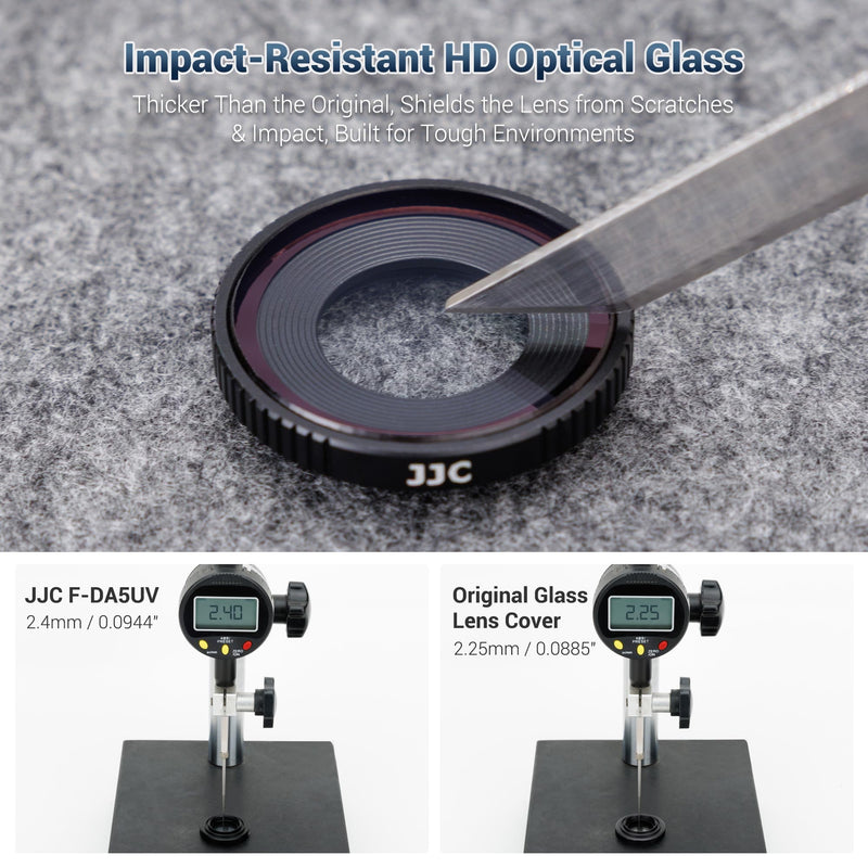 [AUSTRALIA] - JJC Screw On UV Filter for DJI Osmo Action 5 Pro 4 Only,with Rubber Lens Cap,Replace OEM Osmo Action 5 Pro Glass Lens Cover,Multi Coated HD Optical Glass,Absorb Ultraviolet Light & Reduce Bluish Cast Ultraviolet Filter 