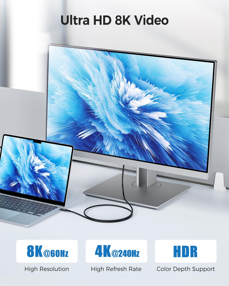 Cable Matters [Intel Certified] 40Gbps Active Thunderbolt 4 Cable, 6.6ft | Black, [8K@60Hz / 4K@240Hz, 100W Charging, 40Gbps Data Transfer], Compatible with Thunderbolt 3, USB4, USB-C Regular