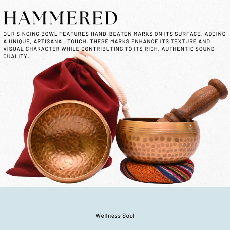 [AUSTRALIA] - Handmade Tibetan Singing Bowl-Meditation Bowl with Cushion, Mallet and Carry Bag-Handcrafted in Nepal- best for Yoga, Chakra Healing, Mindfulness, and Stress Relief-Spiritual Gifts for Women and Men 