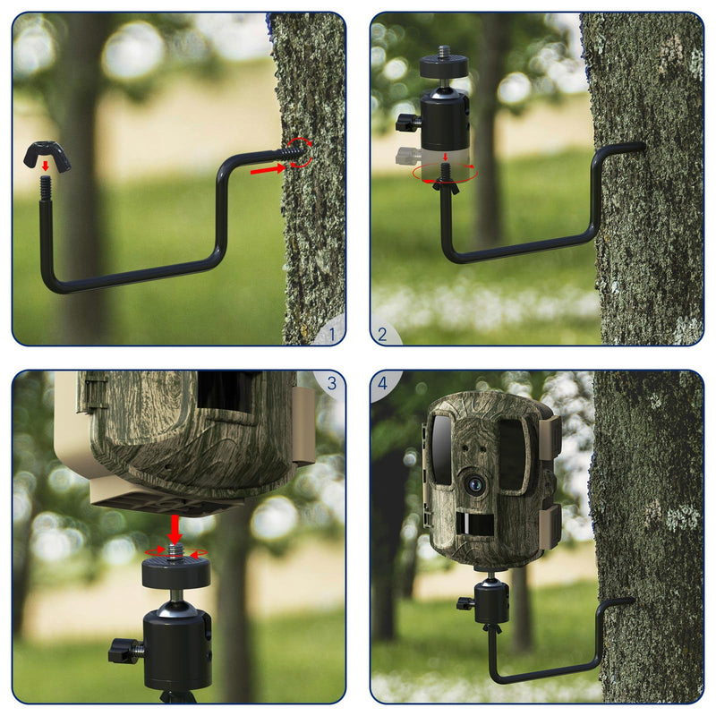 Trail Camera Tree Mount: 360 Degrees Adjustable Game Camera Mount with 1/4 inch Screw, Easy Installation & Compact Sturdy, 3 Pack 3 packs