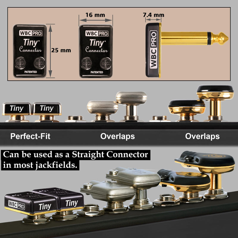 [AUSTRALIA] - 6 Units - 12 Inch - WBC-PRO-Pedal – 22 AWG - Low-Cap (18pF/ft) – Pro-Grade – Graphite-Based - Dual-Shielded Pedal, Effects, Patch, Instrument Cable with Eminence Tiny Gold Plated Angled TS Connectors 