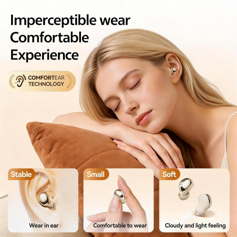 2026 Wireless Sleep Headphones, Tiny Comfortable Design for Side Sleepers, 48H Playtime, Bluetooth 6.0 with LED Battery Display, Ideal for Sleeping, Working & Hiking (Nude) Nude