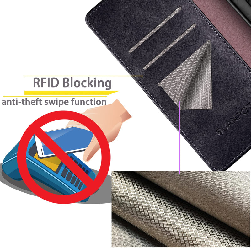 SUANPOT for Samsung Galaxy S24 5G Wallet case with RFID Blocking Credit Card Holder,Flip Book PU Leather Protective Cover Women Men for Samsung S24 Phone case Black