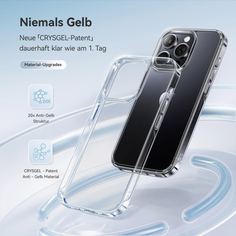 CASEKOO for iPhone 13 Pro Case Crystal Clear, [Not Yellowing] [Military Drop Protection] Shockproof Protective iPhone 13 Pro Phone Case 6.1 inch 2021, Clear
