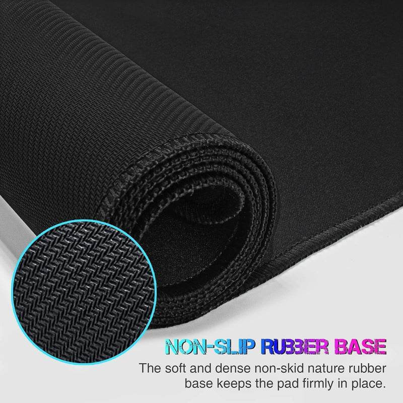 ETZ Large Gaming Mouse Pad 31.5 x 11.8 × 0.12 in,with Stitched Edges,Extended Mousepad,Durable Non-Slip Natural Rubber Base,Washable Keyboard Pad,Desk Pad for Gamer,Office & Home,Black Black