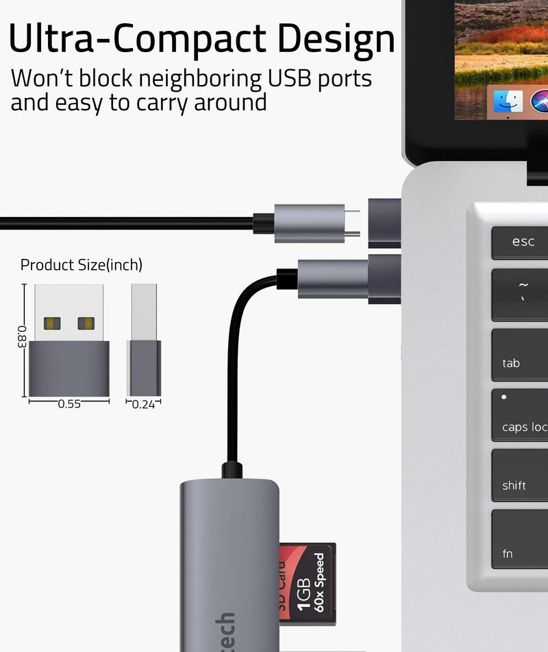 Syntech USB C Female to USB Male Adapter Pack of 3[Aluminum Shell, High Stability] Type C to USB A Converter Compatible with iPhone 13 Pro Max Apple Watch Series 7 AirPods 3 CarPlay etc. Space Gray