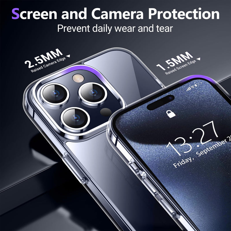 Temdan Designed for iPhone 15 Pro Max Case Clear, [Non-Yellowing] [Military-Grade Drop Protection] Slim Thin Shockproof Protective Cover Phone Case for iPhone 15 Pro Max Case