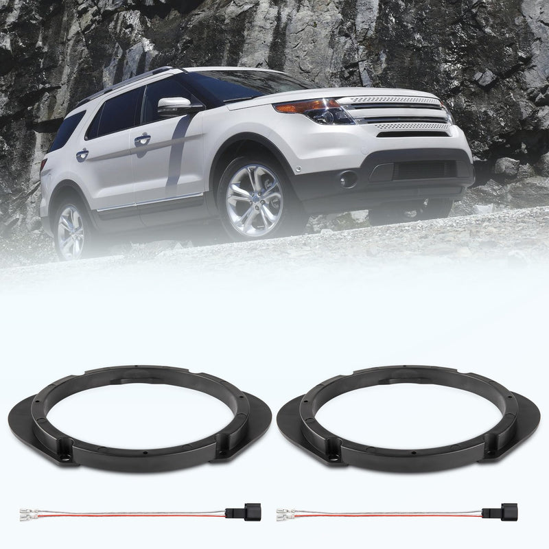 5"x7" / 6”x8” to 6.5” Door Speaker Spacer Bracket W/Wire Harness Kit for Select 1999-2014 Ford/Lincoln/Mazda