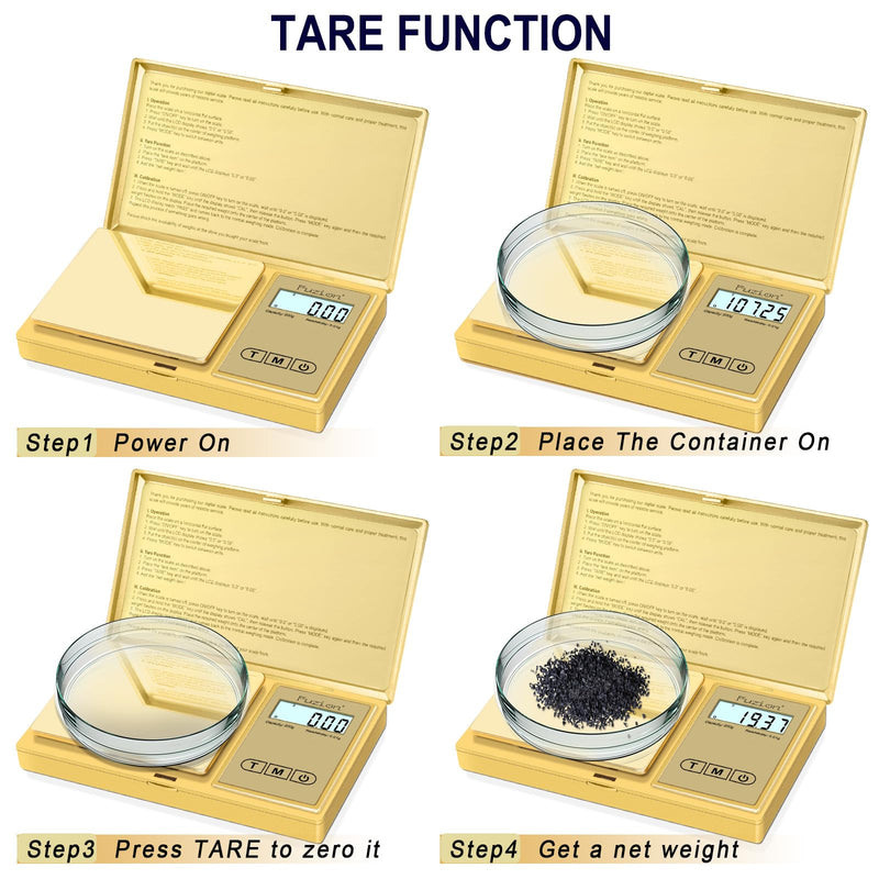 Fuzion Gram Scale, 200gx0.01g Digital Pocket Scale Gold Titanium Plating, High Precision Small Scale, 6 Units Jewelry Scale with Back-Lit LCD, Tare Function for Food, Powder, Herb, Arrow, Travel FZ-200