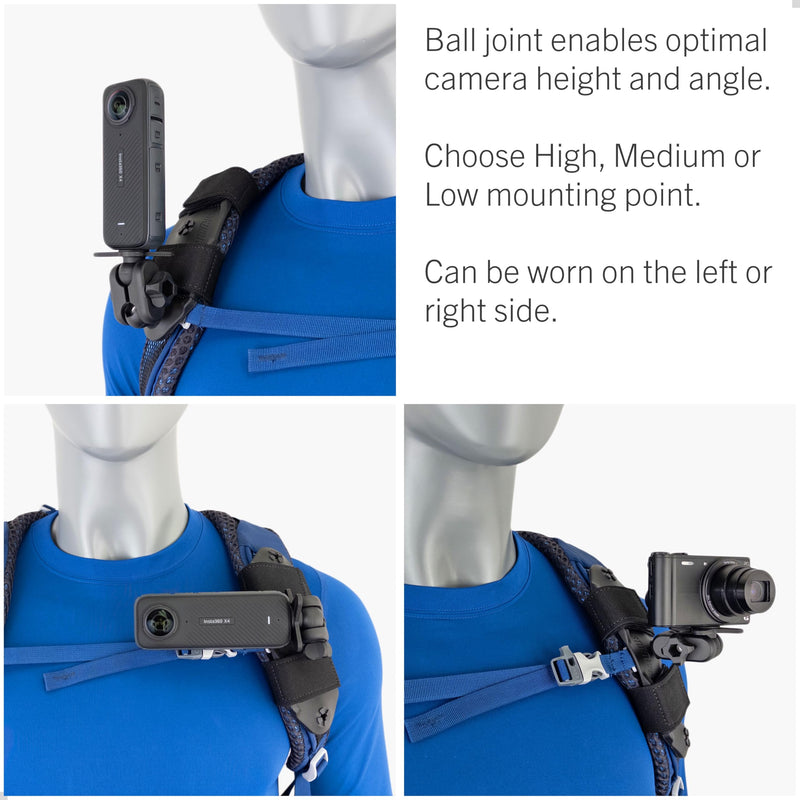 [AUSTRALIA] - STUNTMAN Pack Mount High-Stability - Backpack Shoulder Strap Mount for Action Cameras with a Tripod Socket - fits Insta360 (X4, X3, X2, ONE RS 1-Inch 360), DJI (Osmo Pocket 3, Pocket 2), and Others 