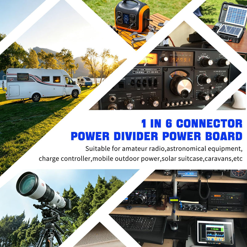 6 Out Power Pole Distribution Block Power Splitter Distributor Source Strip | 1 in 6 out Connector Power Divider Power Board 40Amp 1-6