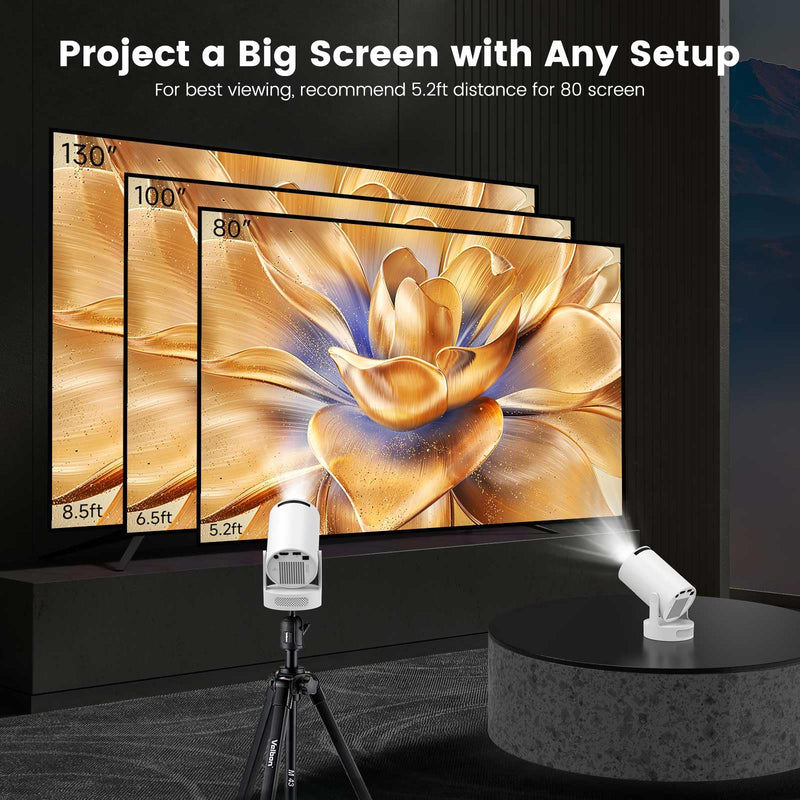 [AUSTRALIA] - Mini Projector with WiFi and Bluetooth, Portable Projector 4k 1080P Support 5w Sound Base Speaker, 170 ANSI, Android 11, Auto Vertical Keystone Smart Proyector for Home Bedroom Outdoor, HY300 Ultra 